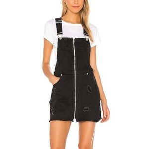SUPERDOWN Alima Zip Front Overall Mini Dress in Black Wash Size S